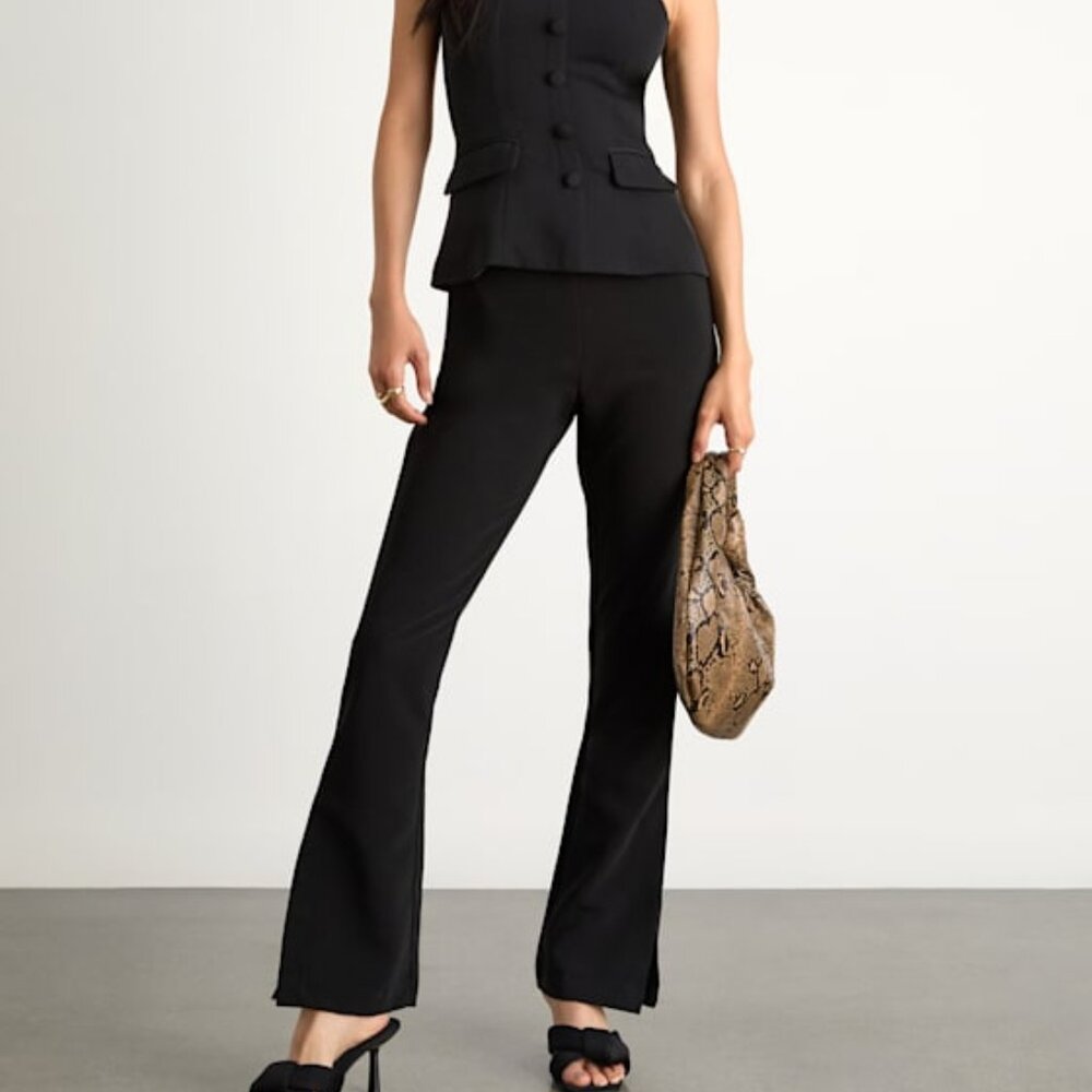 Lulus Rinely Black Low-rise Split Flare Pants - Size M